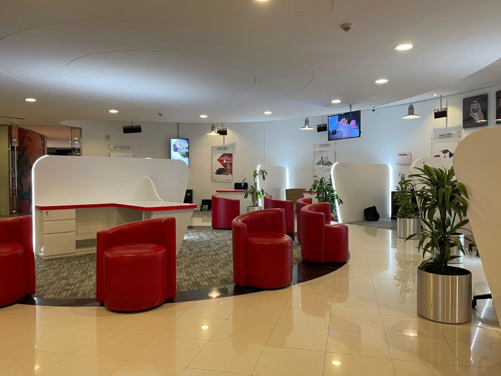 SAB custom reception desk, security desk, and high partition office works by SAMA TEAM