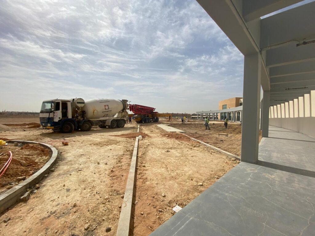 Landscape works project for Saudi Arabia Railways (SAR) featuring outdoor landscaping, walkways, irrigation systems, greenery, and site development works.